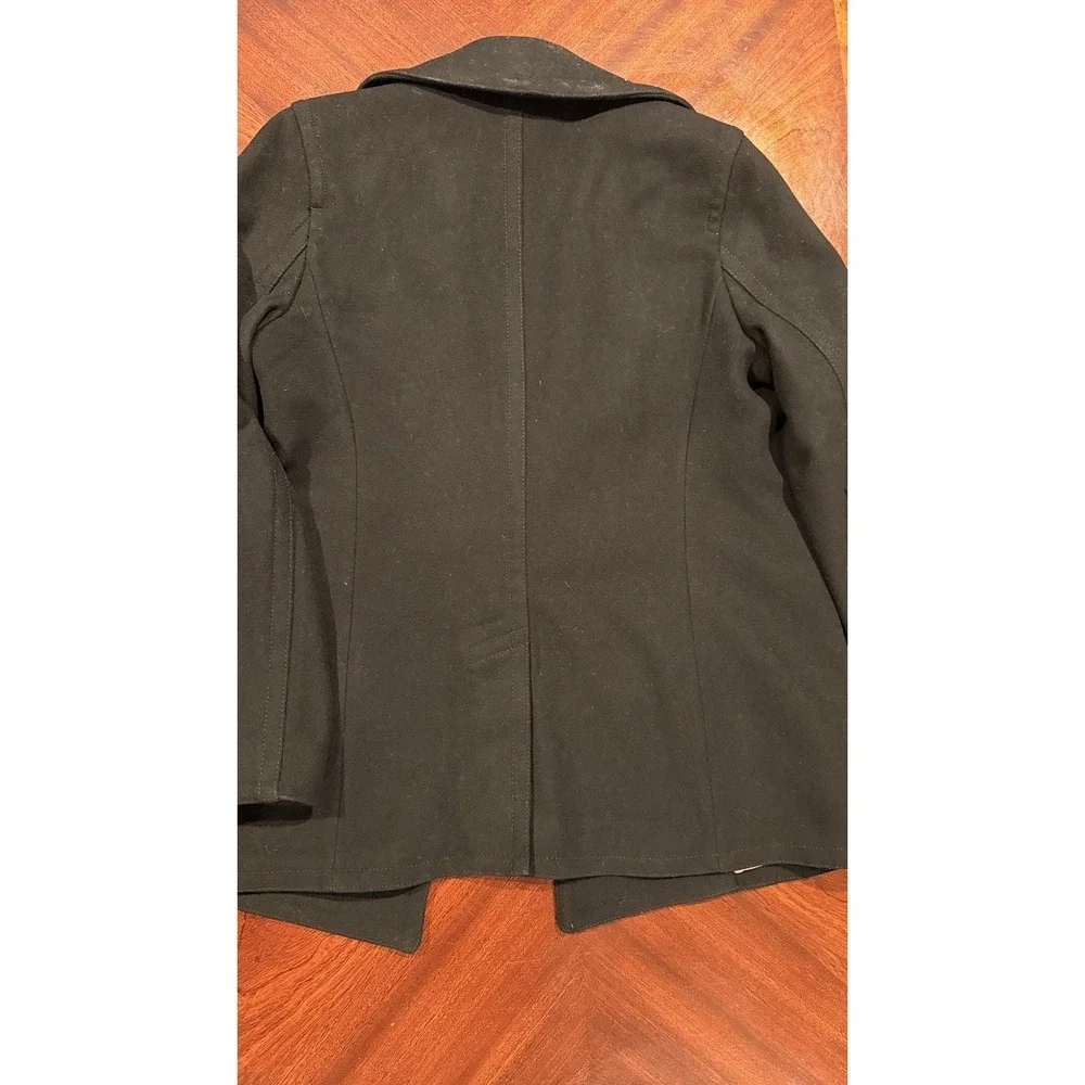 GAP‎ Y2K Black Wool Peacoat Jacket Womens Small Pink Lined Double Breasted